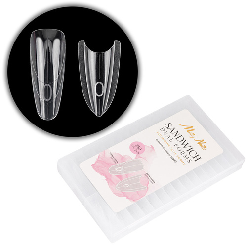Podwójne kanapkowe dual formy do budowy paznokci Sandwich dual forms owal W557 MollyNails 240 szt
